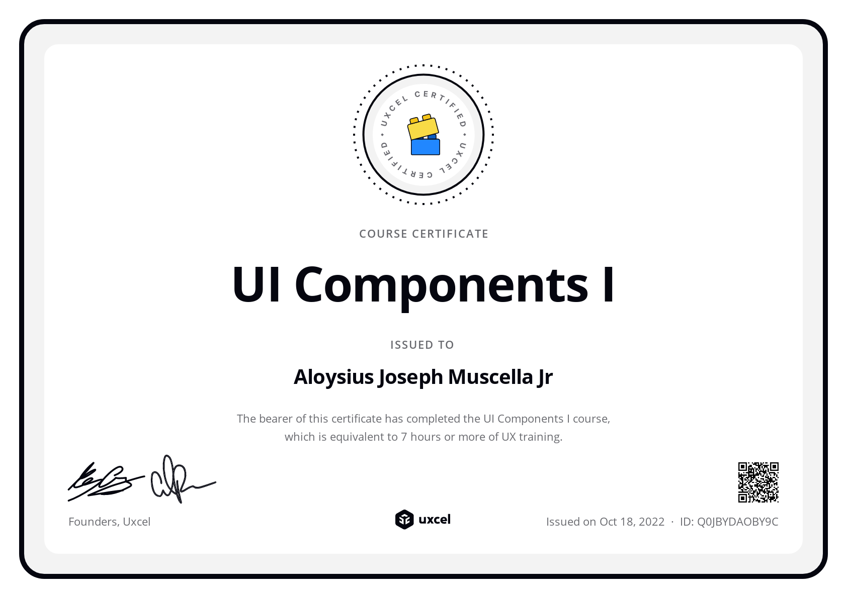 AJ's certificate